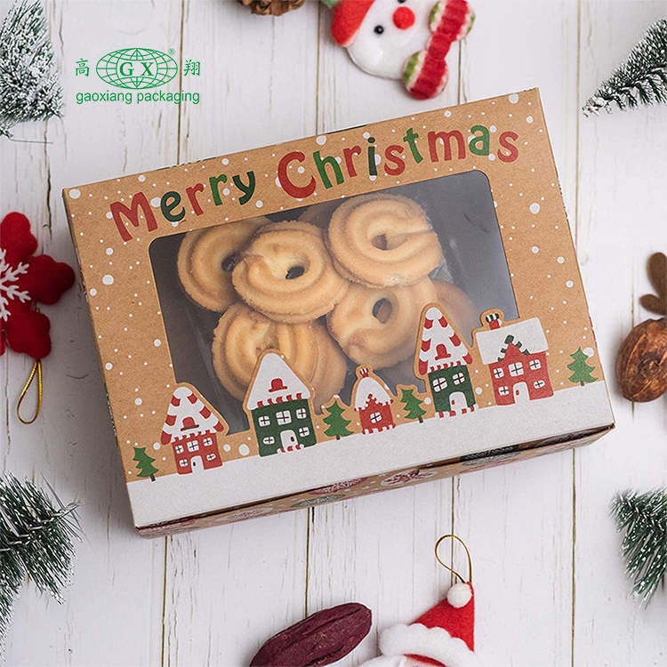 クリスマス クッキー ボックス ドーナツ ギフト ボックス ベーカリー ボックス クリア ウィンドウ