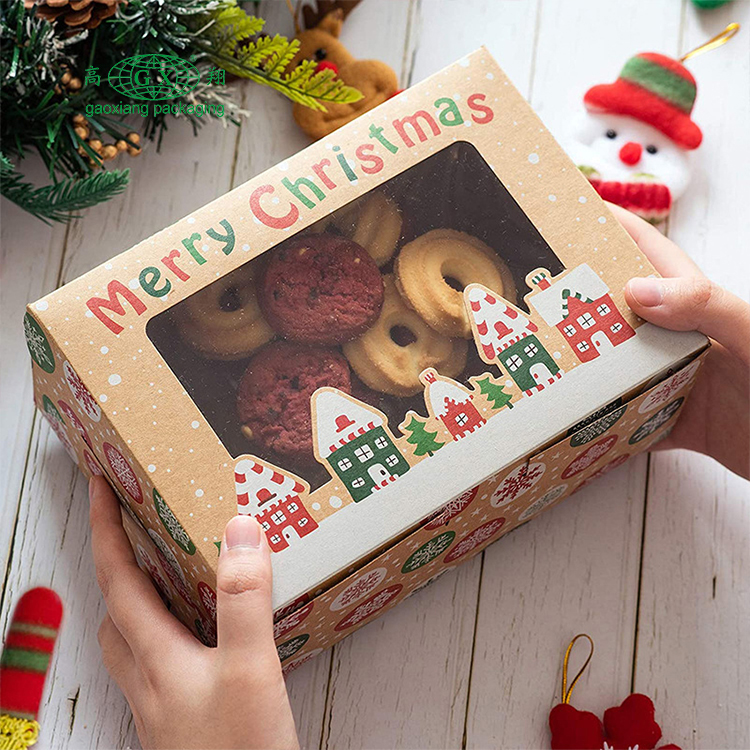 クリスマス クッキー ボックス ドーナツ ギフト ボックス ベーカリー ボックス クリア ウィンドウ