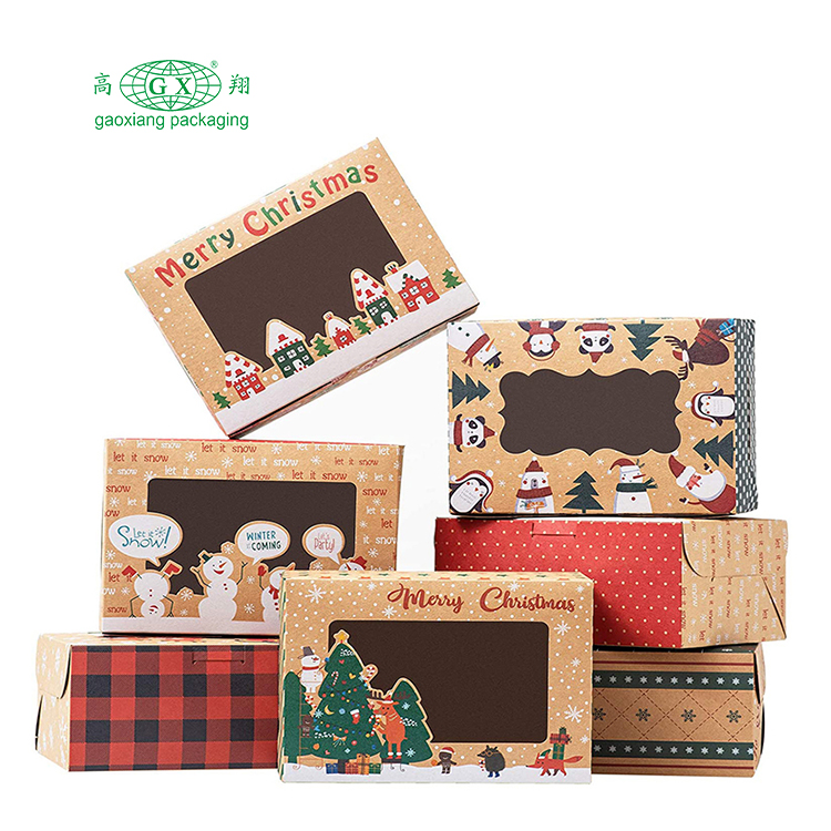 クリスマス クッキー ボックス ドーナツ ギフト ボックス ベーカリー ボックス クリア ウィンドウ