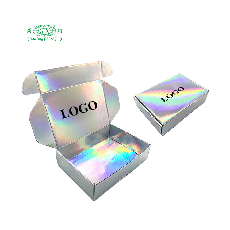 カスタム高品質printedlogo小さなカートン段ボール郵送ボックス折りたたみメーラーボックスホログラフィック配送ボックス